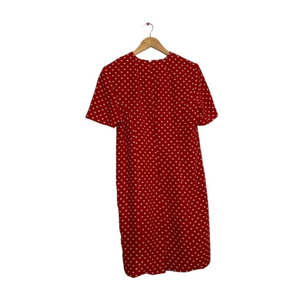 💚 Vintage style white polka red dress